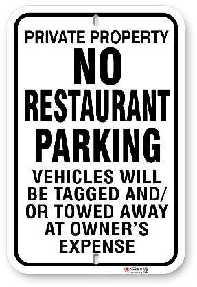 1nrp01 no restaurant parking sign by all signs co