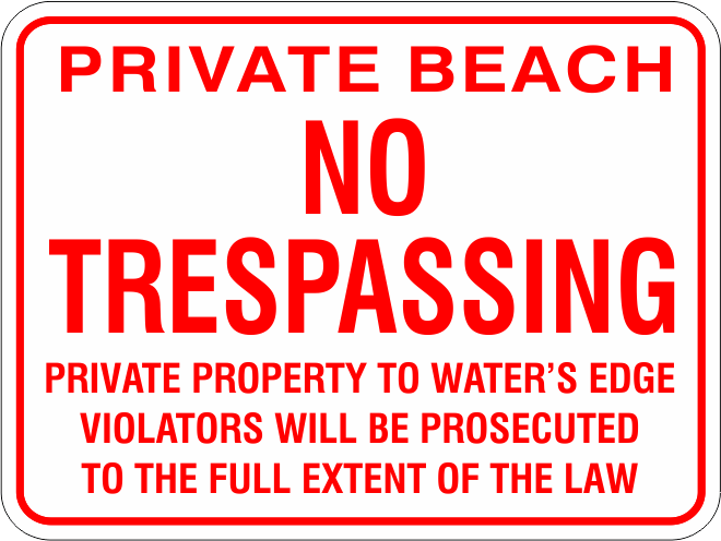 Private Beach No Trespassing Aluminum sign