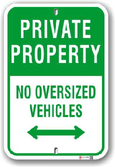 1ppar1 private property no oversized vehicles parking sign by all signs