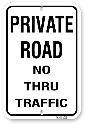 1PR002 Private Road No Thru Traffic sign