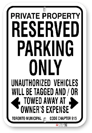 1rppa3 reserved parking only sign with toronto municipal code chapter 915 made by all signs co