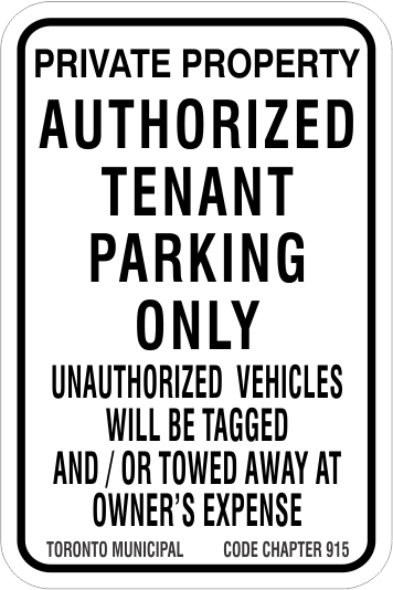Authorized Tenant Parking Only Toronto Municipal Code Chapter 915