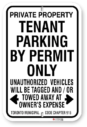 1tp010 tenant parking by permit only sign with toronto municipal code chapter 915 made by all signs co