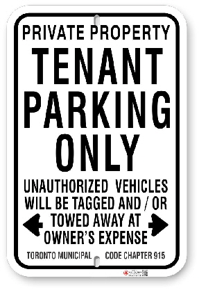 1tpa01 tenant parking only sign with toronto municipal code chapter 915 made by all signs co