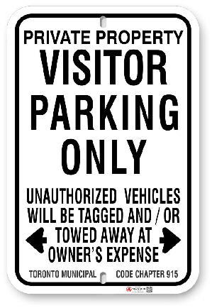 1vp103 visitor parking only sign with toronto municipal code chapter 915 made by all signs co