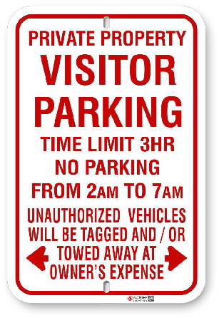 1vpr01 visitor parking with time limit and hours open sign with toronto municipal code chapter 915 made by all signs co