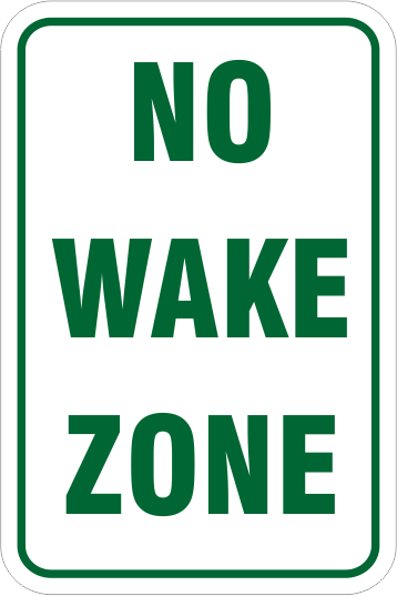 No Wake Zone Red Aluminum River or Lake Sign