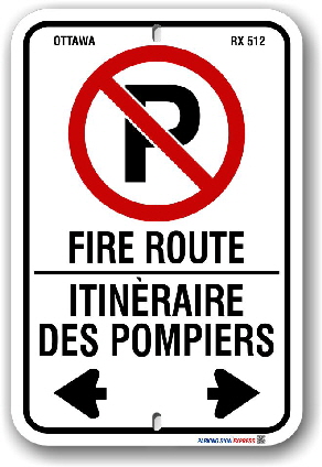 2fr003 Fire Route Sign for the City of Ottawa By-Law No. 2003-499