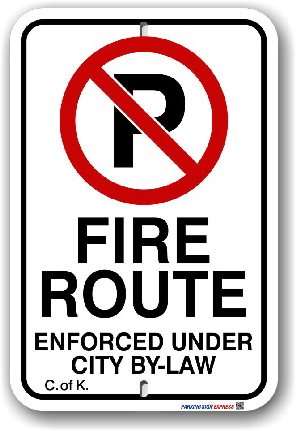 2FR006 Fire Route Sign for the City of Kitchener By-Law 2019-113