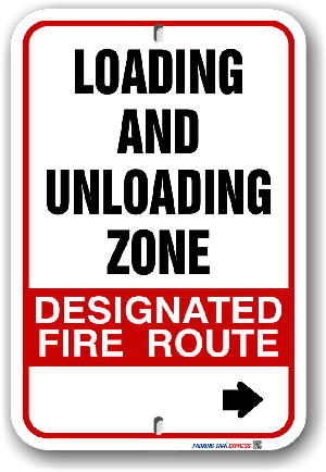 2fr012 designated fire route loading and unloading zone sign for the township of uxbridge by-law 2013-184