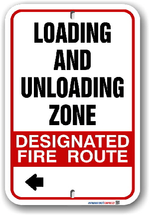 2fr013 designated fire route loading and unloading zone sign for the township of uxbridge by-law 2013-184