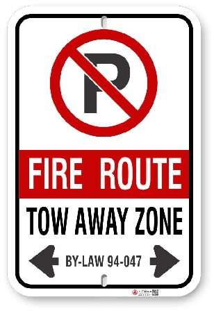 2frcb2 fire route sign for bradford west gwillimbury by-law 94-047