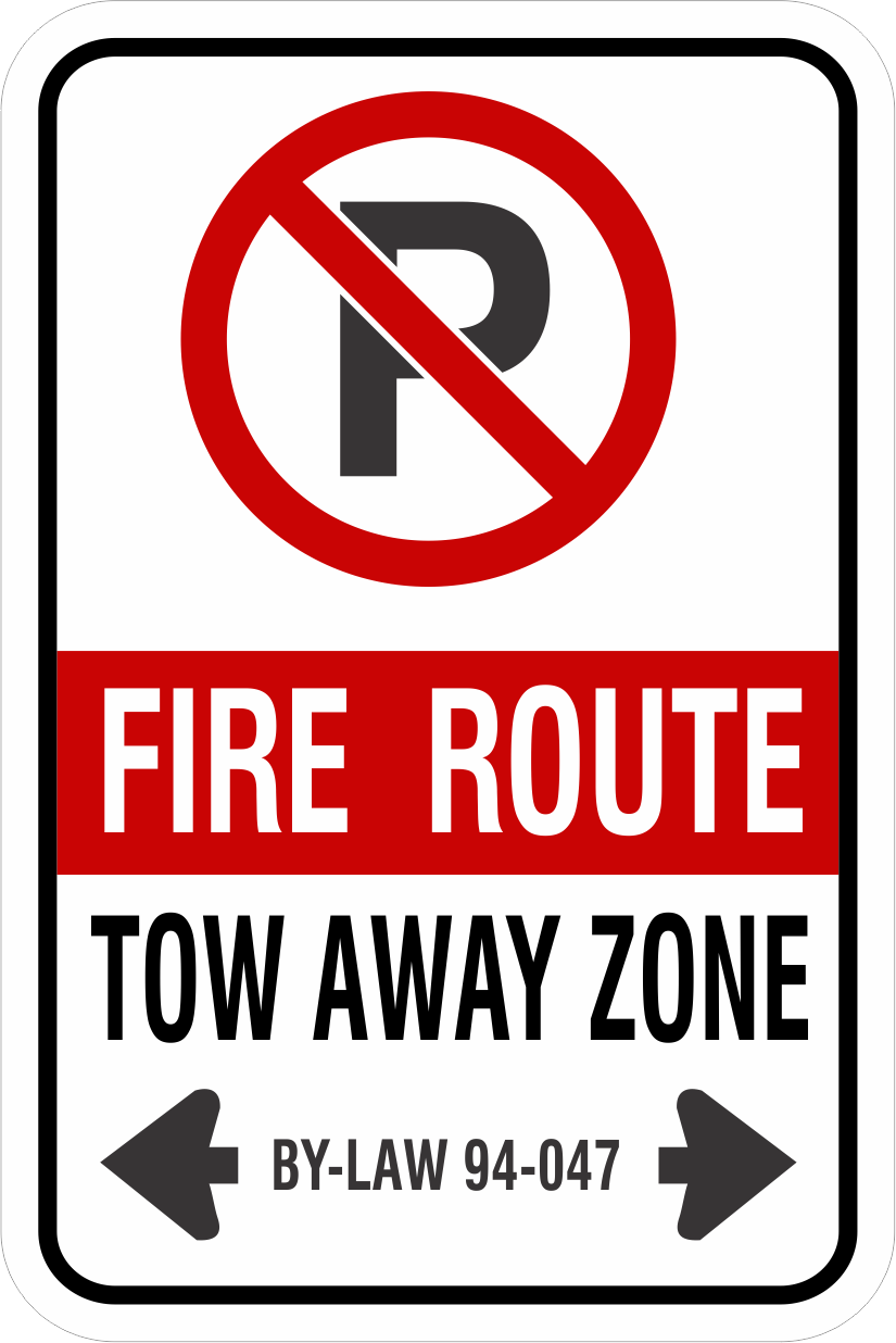 Fire Route sign By-Law 94-047 aluminum parking sign