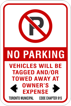 No Parking Sign Red Circle P Toronto Municipal Code Chapter 915