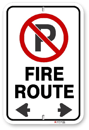 fire route no parking sign for the citys of bradford ajax caledon whitchurch stouffville caledon & brampton