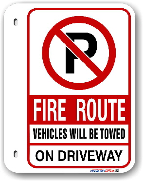 fr-8 Designated Fire Route Sign for the City of Mississauga Fire Route By-Law #1036-8